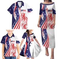 Fourth Of July USA Family Matching Puletasi and Hawaiian Shirt American Dream - Statue Of Liberty