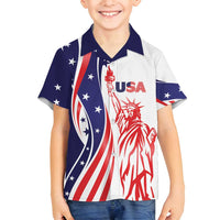 Fourth Of July USA Family Matching Tank Maxi Dress and Hawaiian Shirt American Dream - Statue Of Liberty
