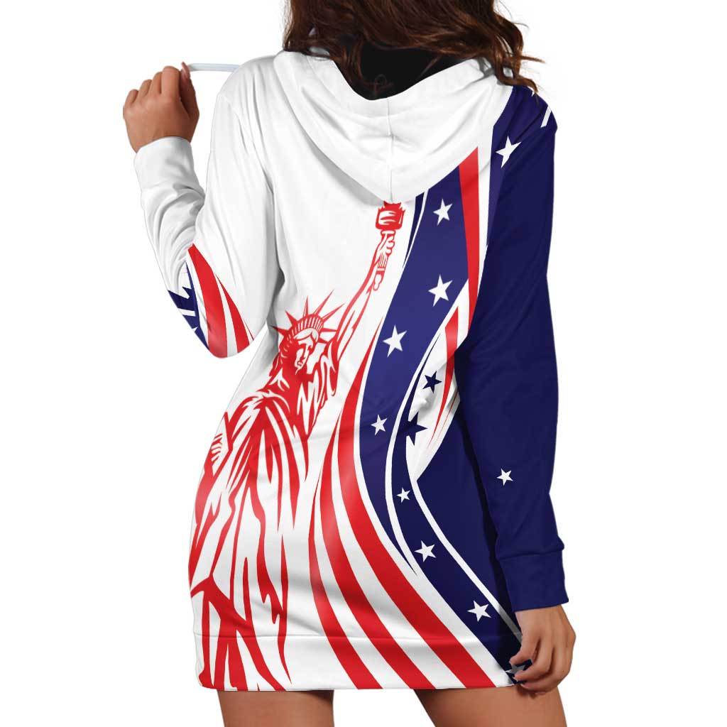 Fourth Of July USA Hoodie Dress American Dream - Statue Of Liberty