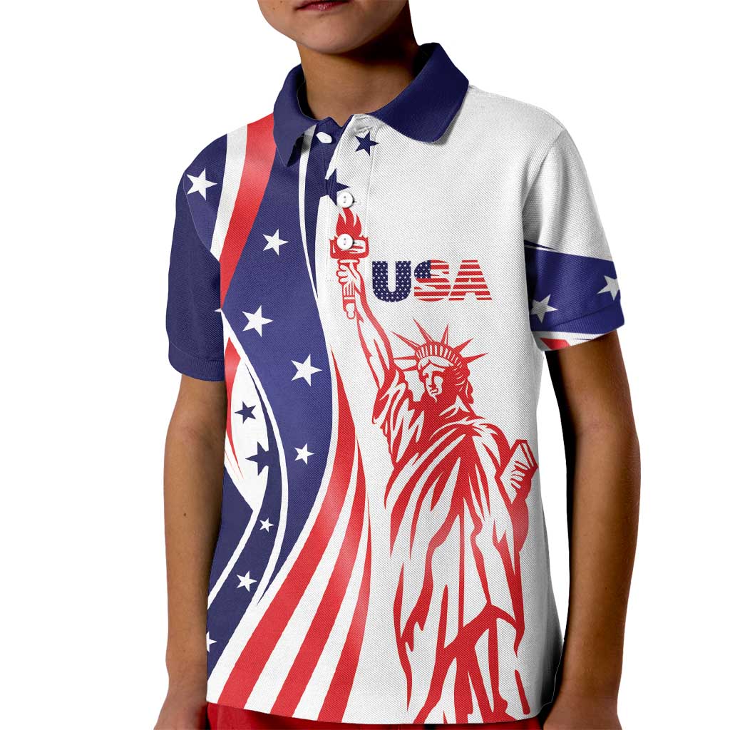 Fourth Of July USA Kid Polo Shirt American Dream - Statue Of Liberty