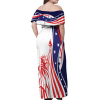 Fourth Of July USA Off Shoulder Maxi Dress American Dream - Statue Of Liberty