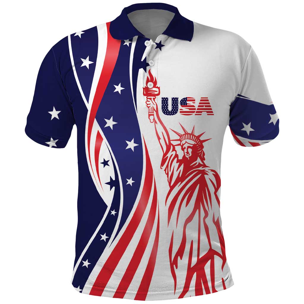 Fourth Of July USA Polo Shirt American Dream - Statue Of Liberty