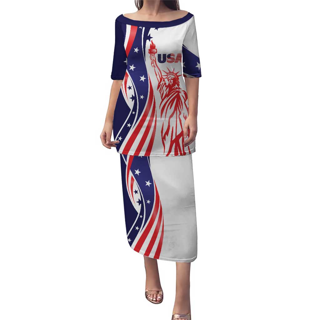 Fourth Of July USA Puletasi American Dream - Statue Of Liberty