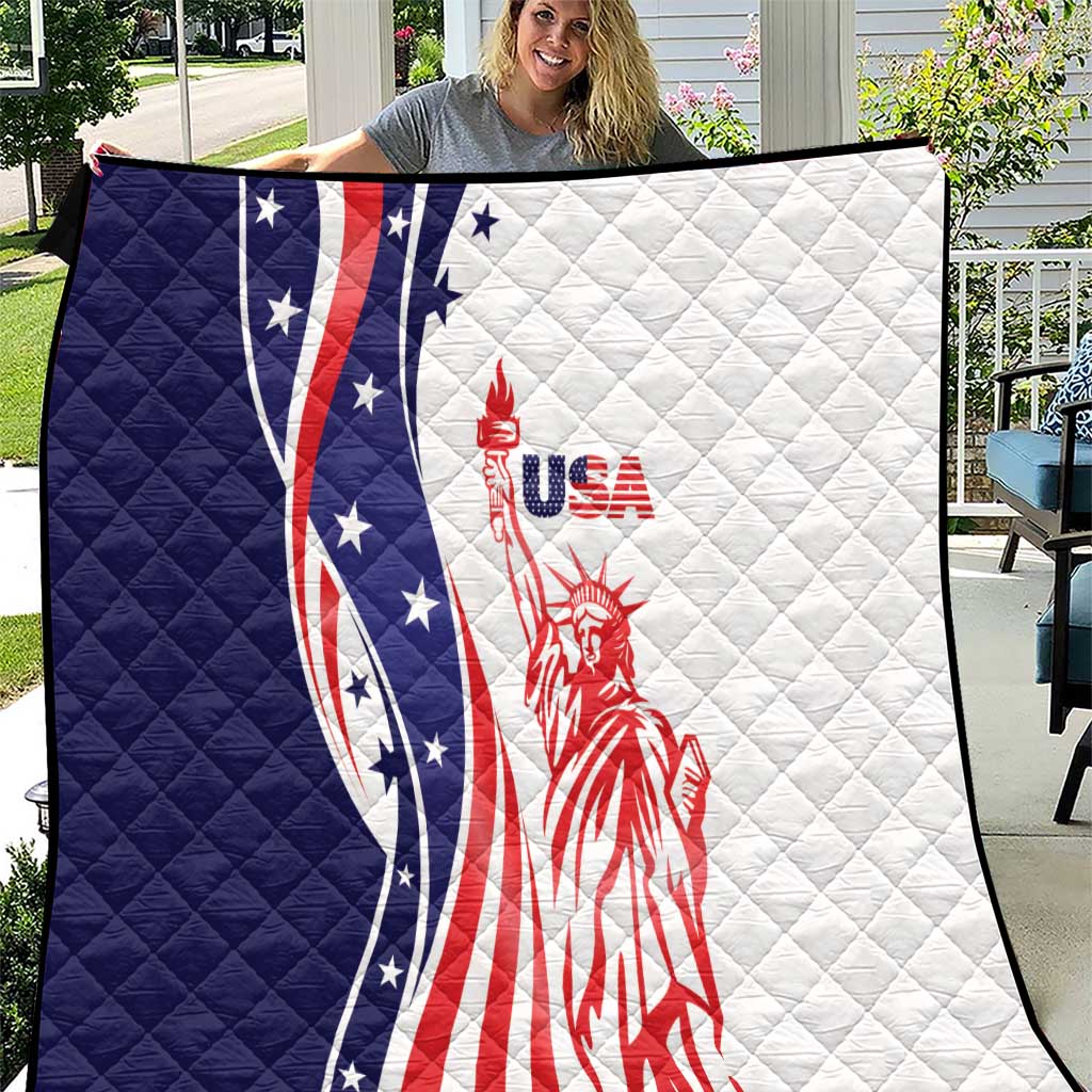 Fourth Of July USA Quilt American Dream - Statue Of Liberty