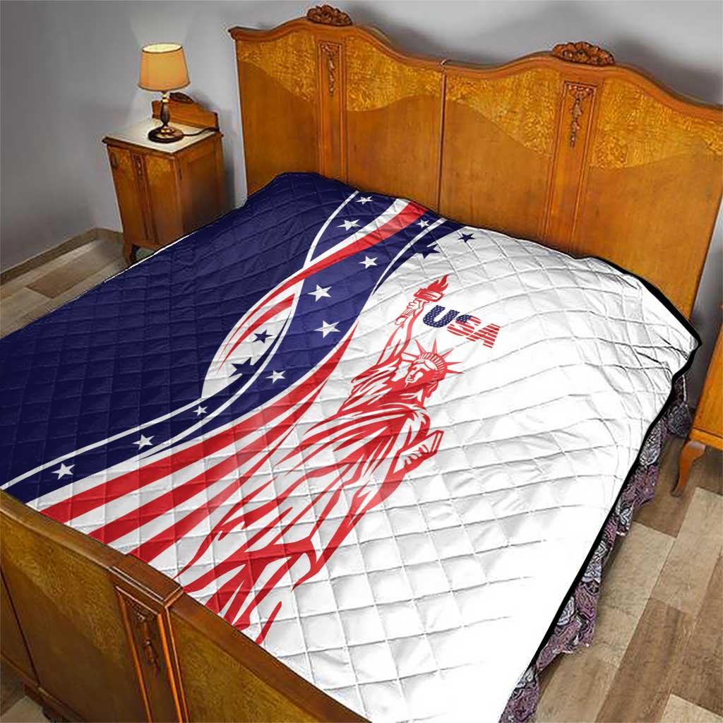 Fourth Of July USA Quilt American Dream - Statue Of Liberty