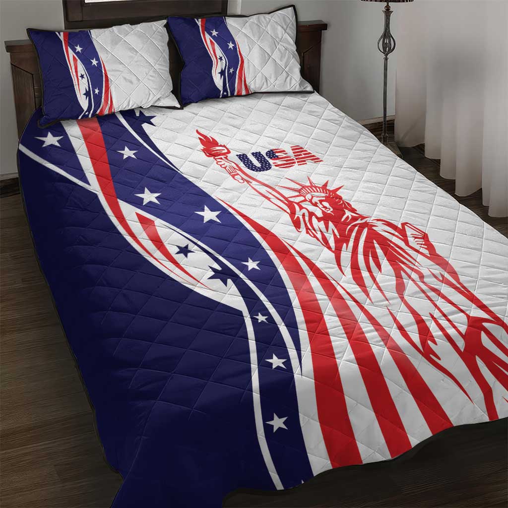 Fourth Of July USA Quilt Bed Set American Dream - Statue Of Liberty