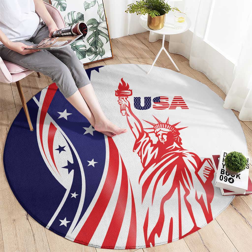 Fourth Of July USA Round Carpet American Dream - Statue Of Liberty
