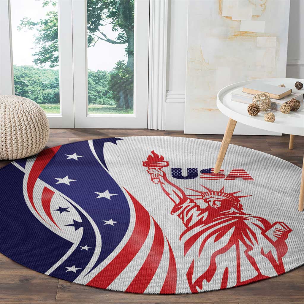 Fourth Of July USA Round Carpet American Dream - Statue Of Liberty