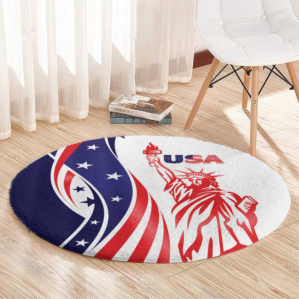 Fourth Of July USA Round Carpet American Dream - Statue Of Liberty