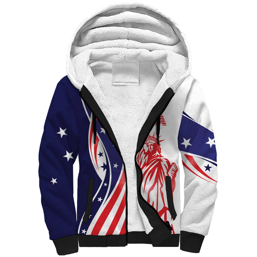 Fourth Of July USA Sherpa Hoodie American Dream - Statue Of Liberty