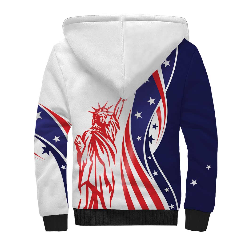 Fourth Of July USA Sherpa Hoodie American Dream - Statue Of Liberty