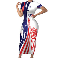 Fourth Of July USA Short Sleeve Bodycon Dress American Dream - Statue Of Liberty