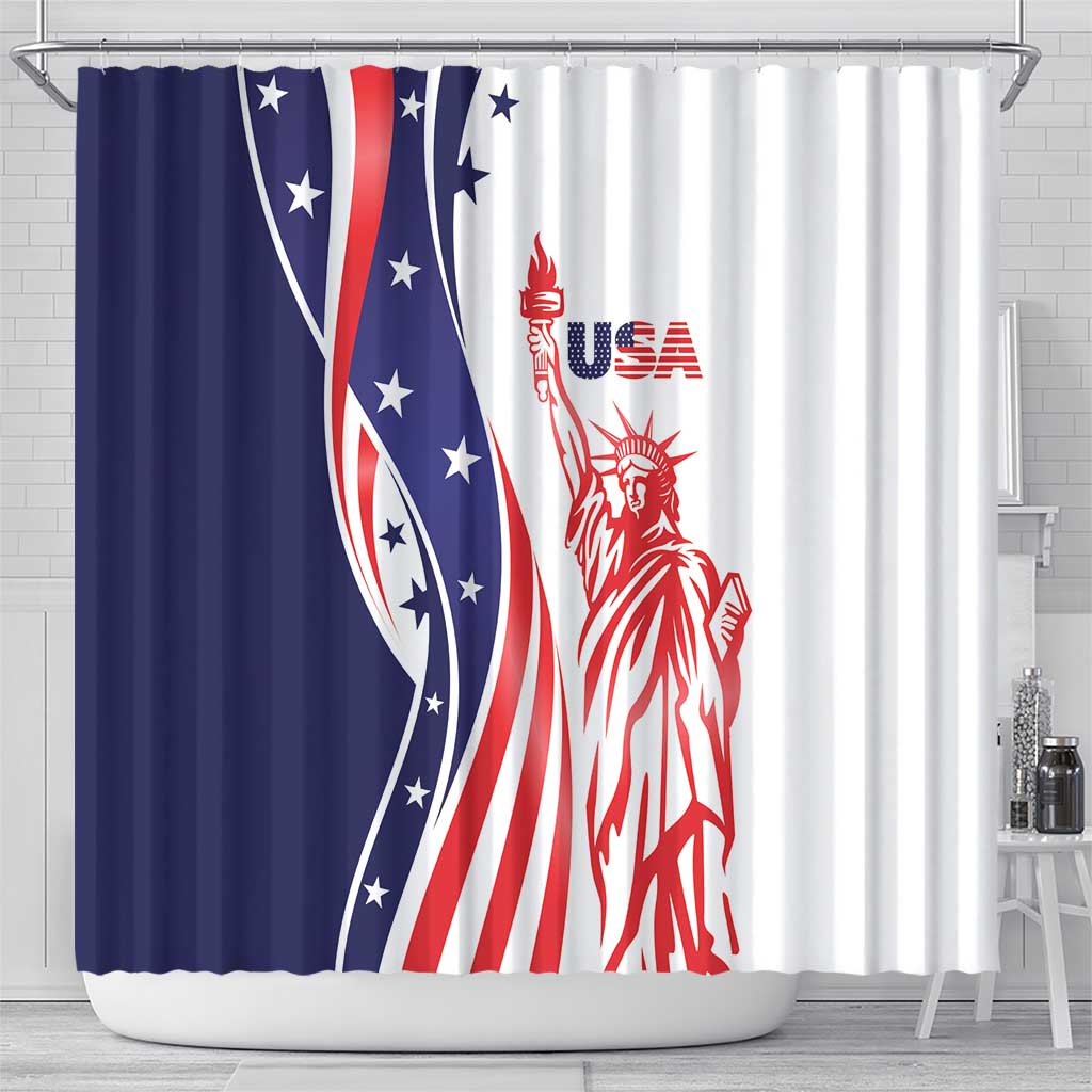 Fourth Of July USA Shower Curtain American Dream - Statue Of Liberty