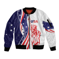 Fourth Of July USA Sleeve Zip Bomber Jacket American Dream - Statue Of Liberty