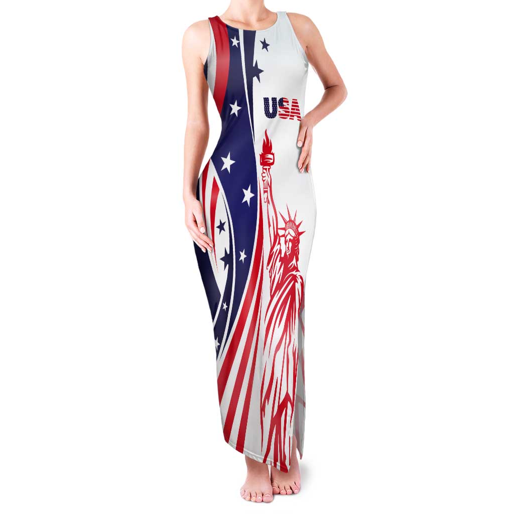 Fourth Of July USA Tank Maxi Dress American Dream - Statue Of Liberty
