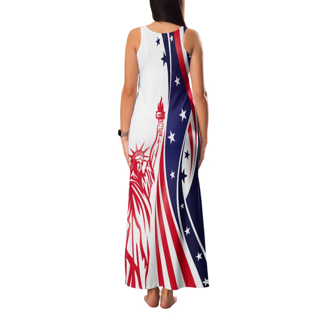 Fourth Of July USA Tank Maxi Dress American Dream - Statue Of Liberty