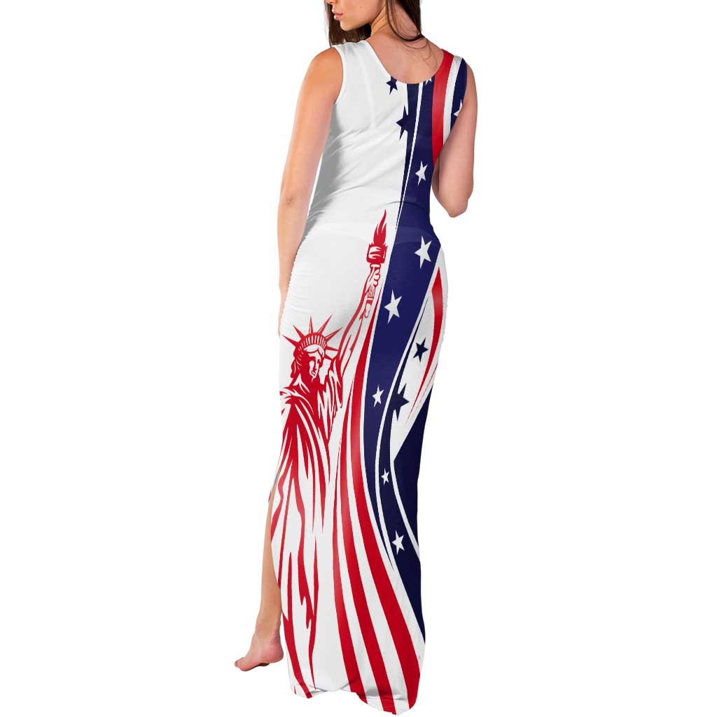 Fourth Of July USA Tank Maxi Dress American Dream - Statue Of Liberty