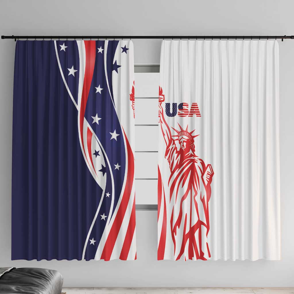 Fourth Of July USA Window Curtain American Dream - Statue Of Liberty