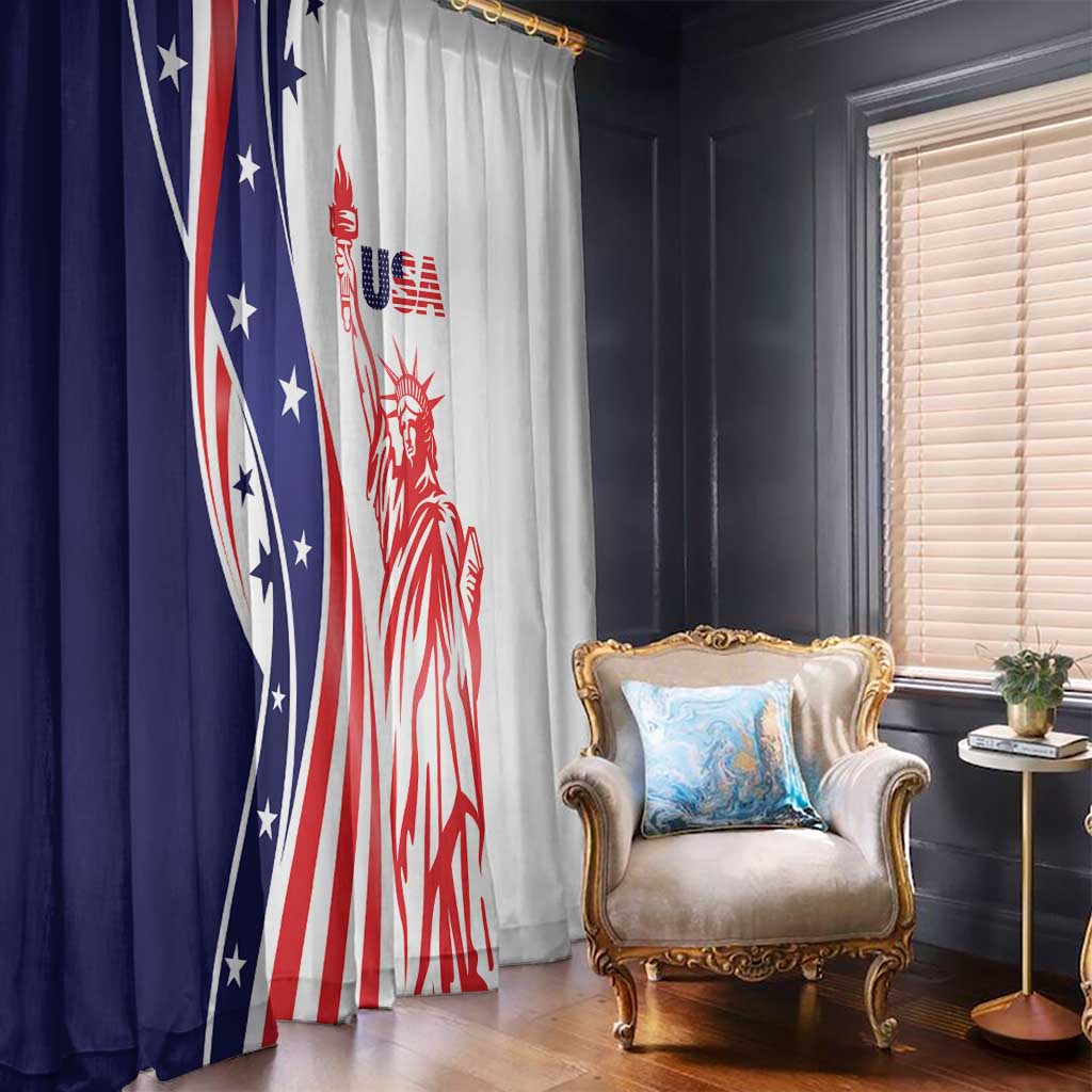 Fourth Of July USA Window Curtain American Dream - Statue Of Liberty