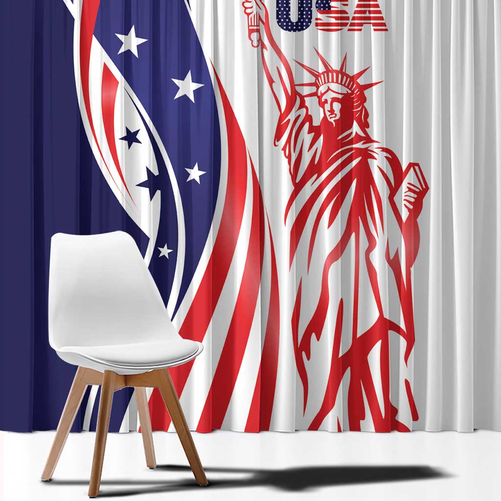 Fourth Of July USA Window Curtain American Dream - Statue Of Liberty