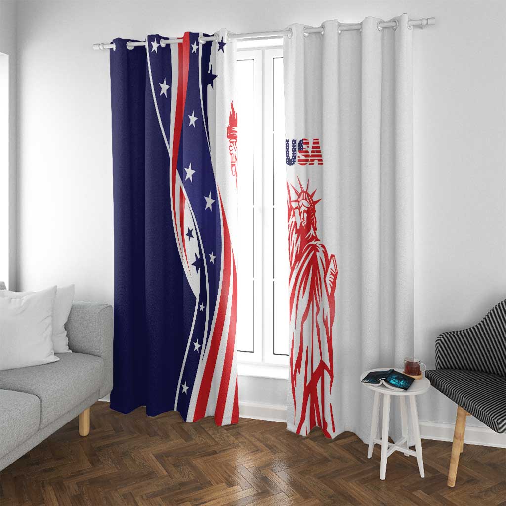 Fourth Of July USA Window Curtain American Dream - Statue Of Liberty