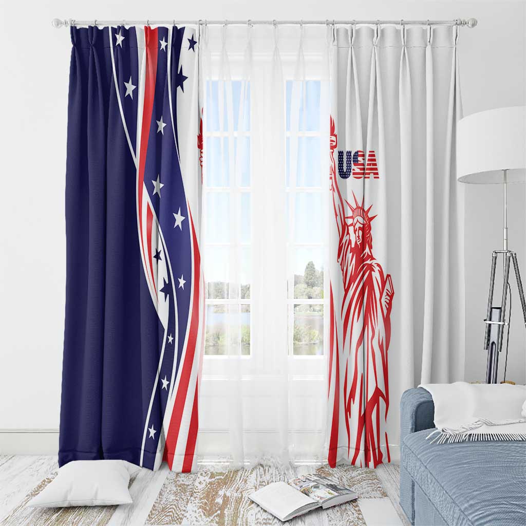 Fourth Of July USA Window Curtain American Dream - Statue Of Liberty