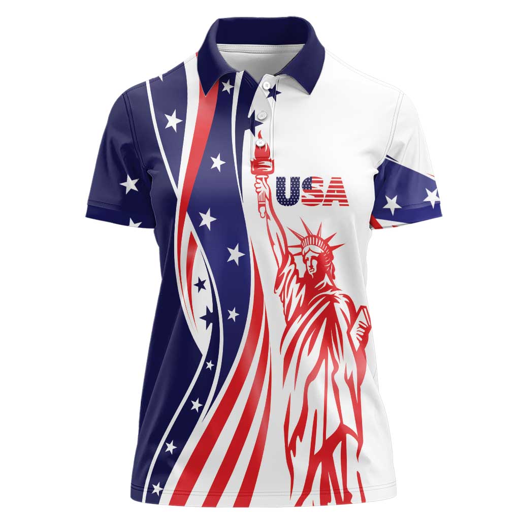 Fourth Of July USA Women Polo Shirt American Dream - Statue Of Liberty