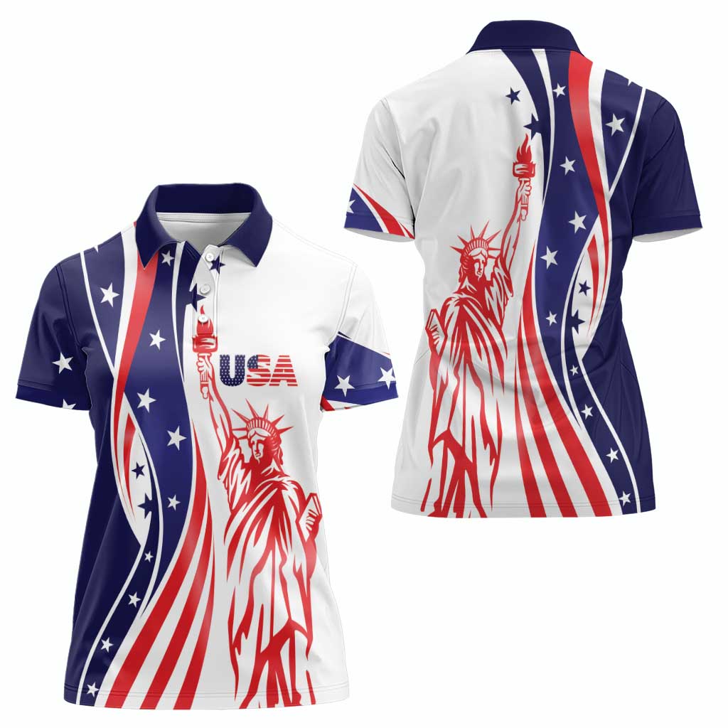 Fourth Of July USA Women Polo Shirt American Dream - Statue Of Liberty