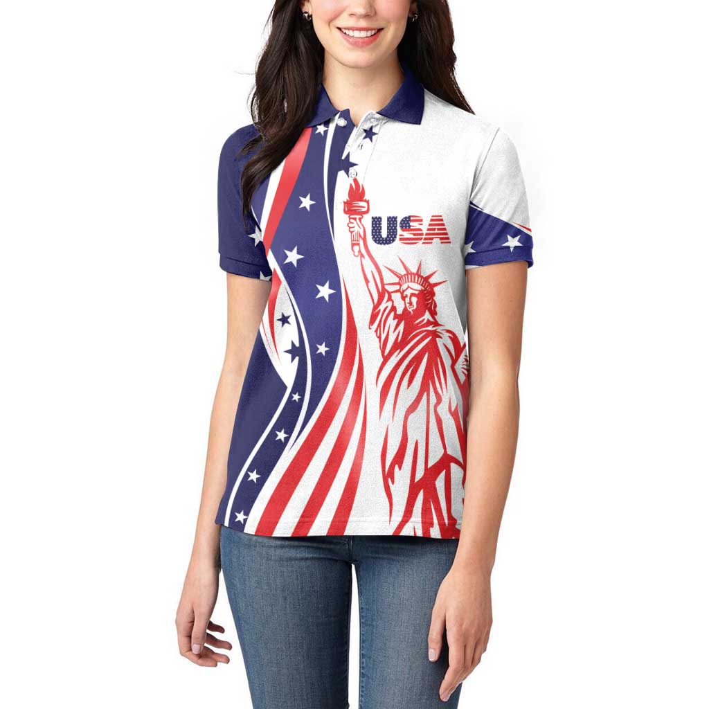 Fourth Of July USA Women Polo Shirt American Dream - Statue Of Liberty