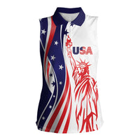 Fourth Of July USA Women Sleeveless Polo Shirt American Dream - Statue Of Liberty