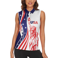 Fourth Of July USA Women Sleeveless Polo Shirt American Dream - Statue Of Liberty