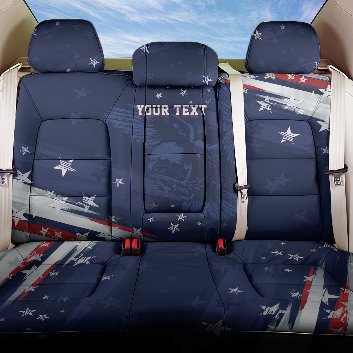 Personalized Fourth Of July USA Back Car Seat Cover The Stars and Eagle