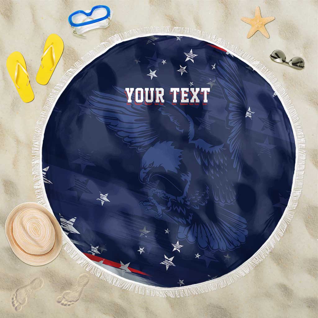 Personalized Fourth Of July USA Beach Blanket The Stars and Eagle