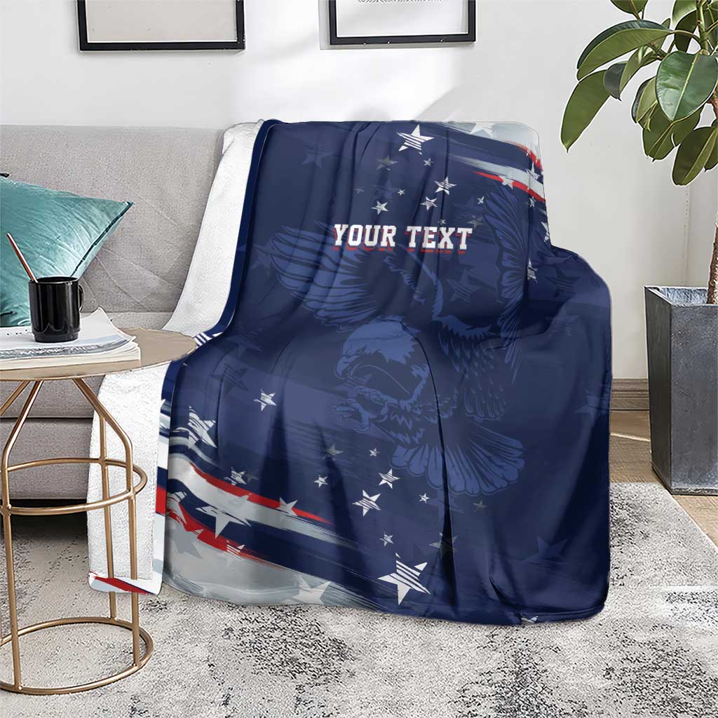Personalized Fourth Of July USA Blanket The Stars and Eagle