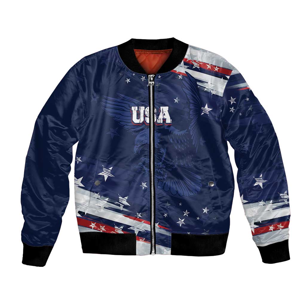 Personalized Fourth Of July USA Bomber Jacket The Stars and Eagle