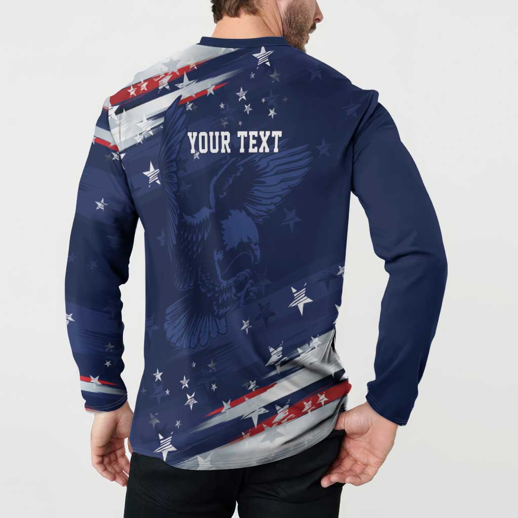 Personalized Fourth Of July USA Button Sweatshirt The Stars and Eagle