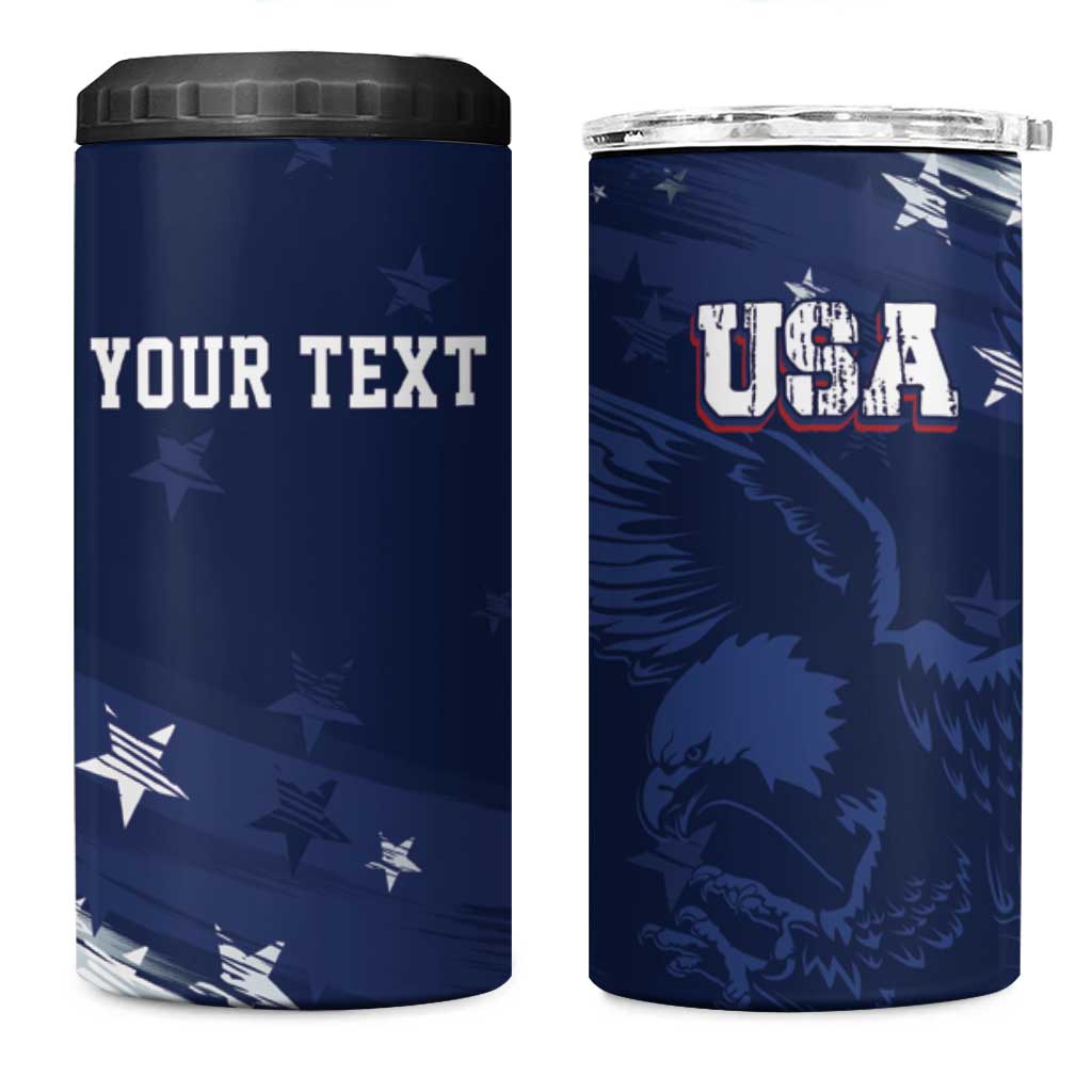 Personalized Fourth Of July USA 4 in 1 Can Cooler Tumbler The Stars and Eagle