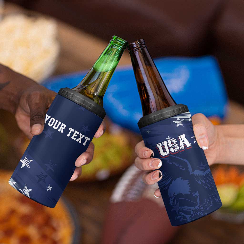 Personalized Fourth Of July USA 4 in 1 Can Cooler Tumbler The Stars and Eagle