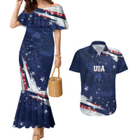 Personalized Fourth Of July USA Couples Matching Mermaid Dress and Hawaiian Shirt The Stars and Eagle