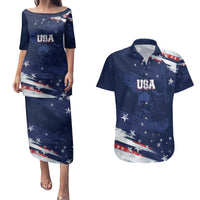 Personalized Fourth Of July USA Couples Matching Puletasi and Hawaiian Shirt The Stars and Eagle