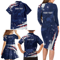 Personalized Fourth Of July USA Family Matching Long Sleeve Bodycon Dress and Hawaiian Shirt The Stars and Eagle