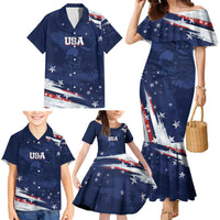 Personalized Fourth Of July USA Family Matching Mermaid Dress and Hawaiian Shirt The Stars and Eagle
