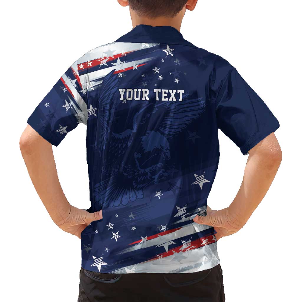 Personalized Fourth Of July USA Family Matching Off Shoulder Short Dress and Hawaiian Shirt The Stars and Eagle