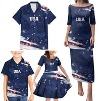 Personalized Fourth Of July USA Family Matching Puletasi and Hawaiian Shirt The Stars and Eagle