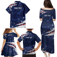 Personalized Fourth Of July USA Family Matching Puletasi and Hawaiian Shirt The Stars and Eagle