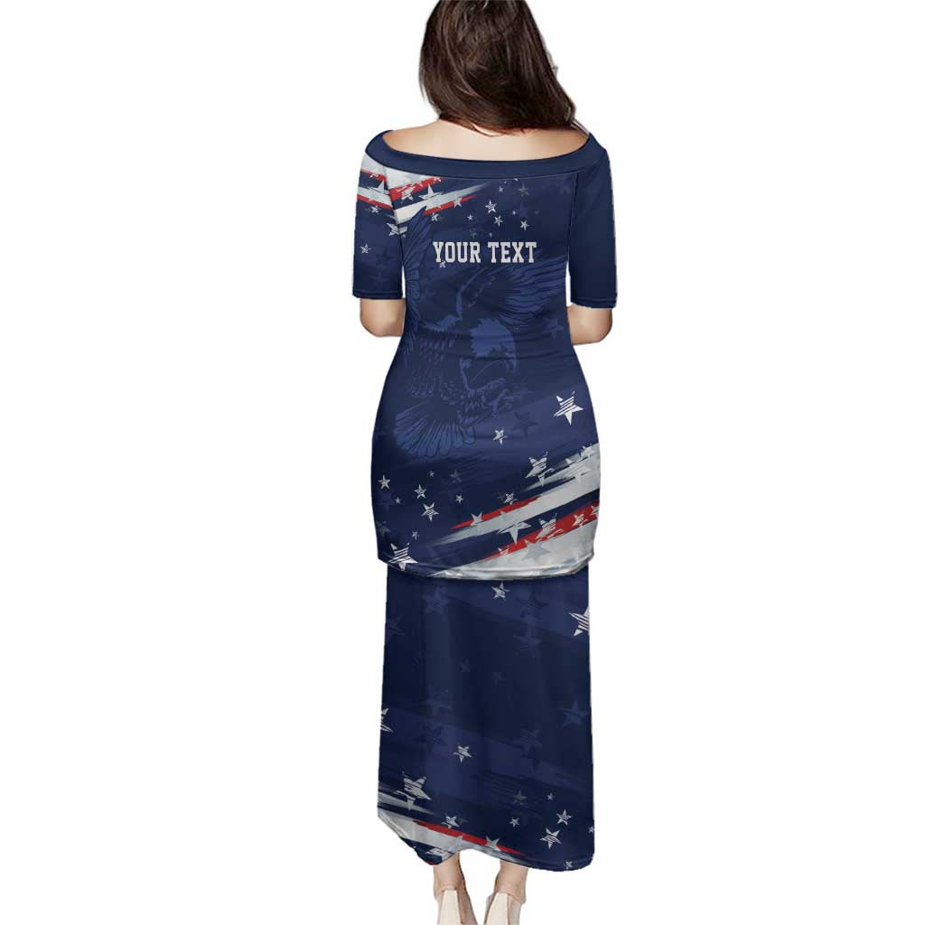 Personalized Fourth Of July USA Family Matching Puletasi and Hawaiian Shirt The Stars and Eagle
