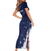 Personalized Fourth Of July USA Family Matching Short Sleeve Bodycon Dress and Hawaiian Shirt The Stars and Eagle