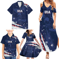 Personalized Fourth Of July USA Family Matching Summer Maxi Dress and Hawaiian Shirt The Stars and Eagle