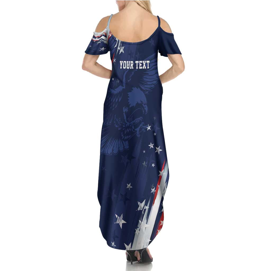 Personalized Fourth Of July USA Family Matching Summer Maxi Dress and Hawaiian Shirt The Stars and Eagle