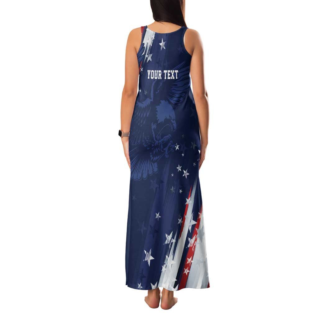 Personalized Fourth Of July USA Family Matching Tank Maxi Dress and Hawaiian Shirt The Stars and Eagle